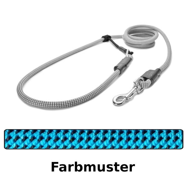 EASYLONG Hundeleine - M - 2m - blau mit schwarzen Punkten